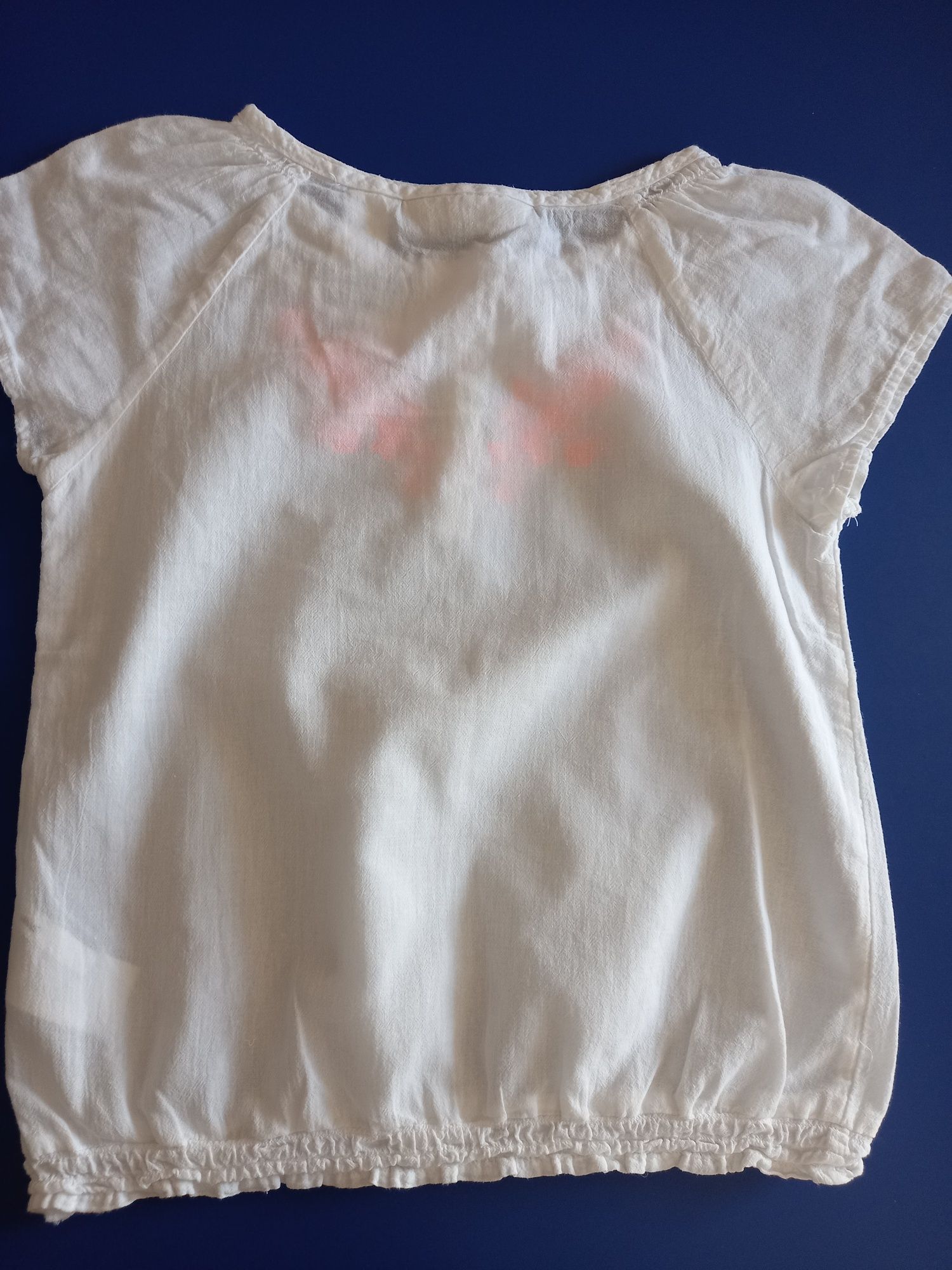 H&M biała galowa bawełniana bluzeczka dla dziewczynki 140