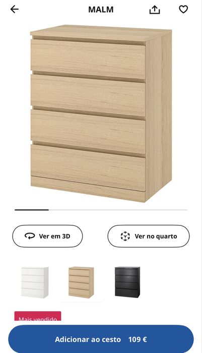 Cómoda com 4 gavetas Malm IKEA