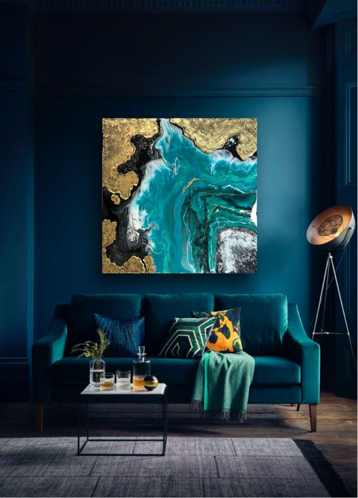 Картина из эпоксидной смолы в наличии океан resin art срез камня