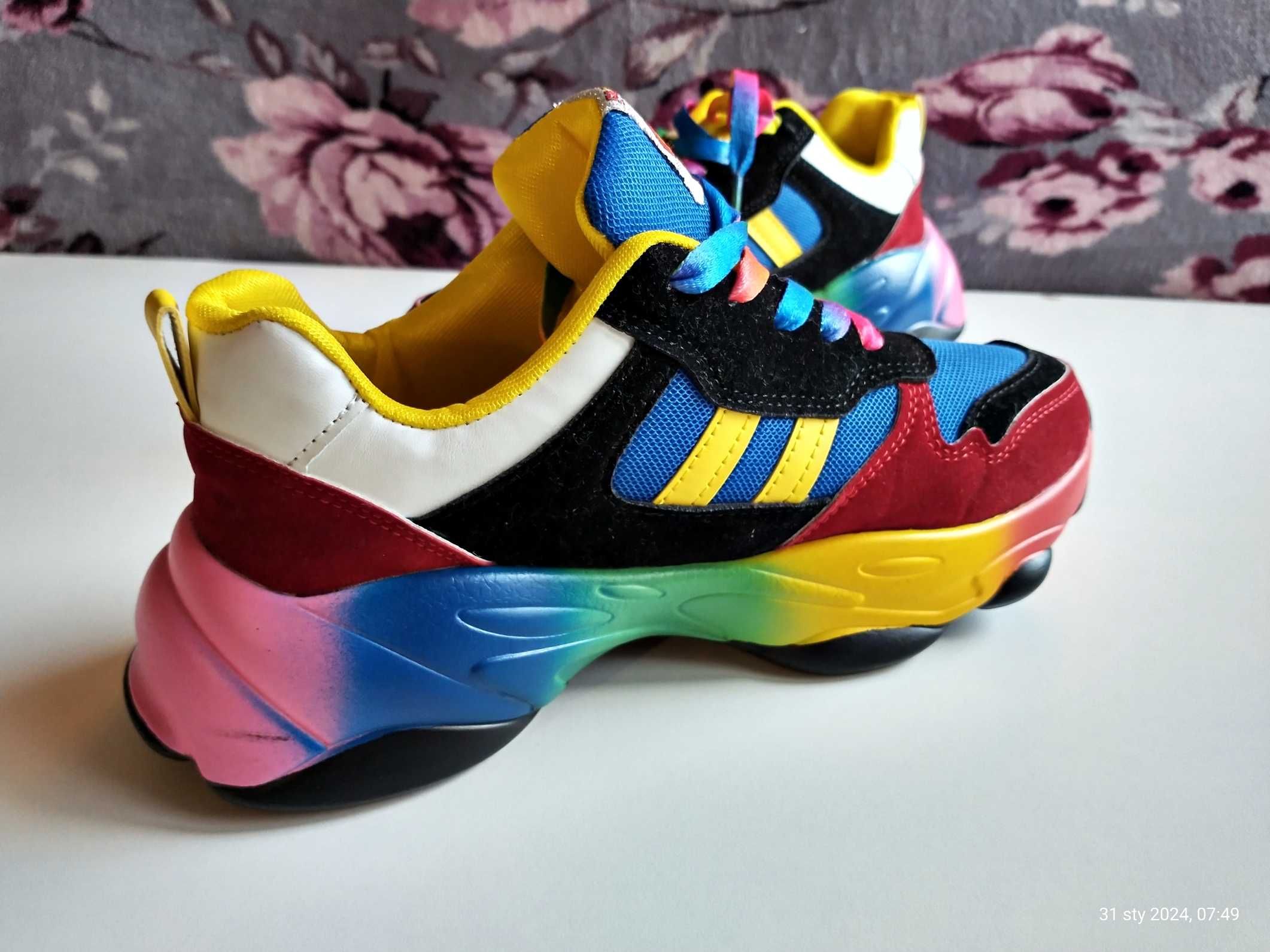 Tęczowe Sneakersy Fashion 38 24 cm Kolorowe Adidaski