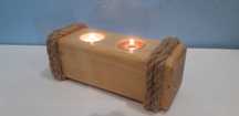 Drewniany świecznik prezent świeczka tealight