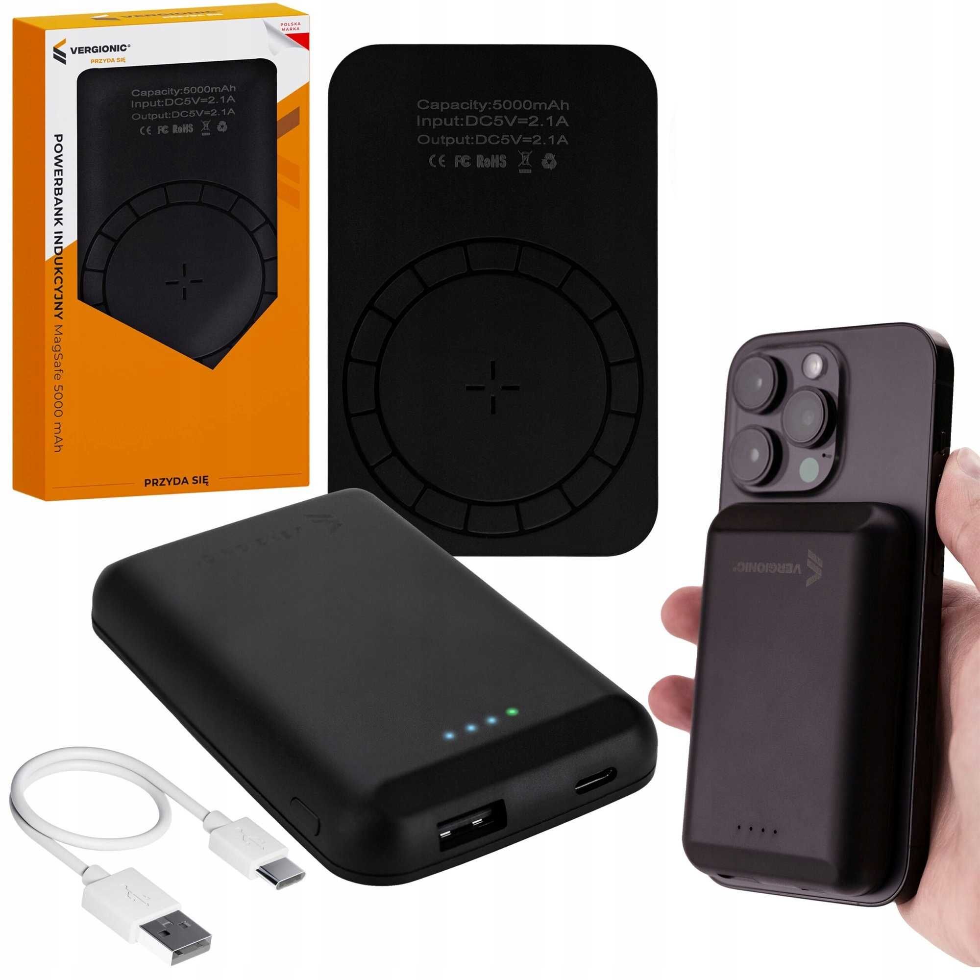 Powerbank indukcyjny 5000mah usb-c indukcja bateria
