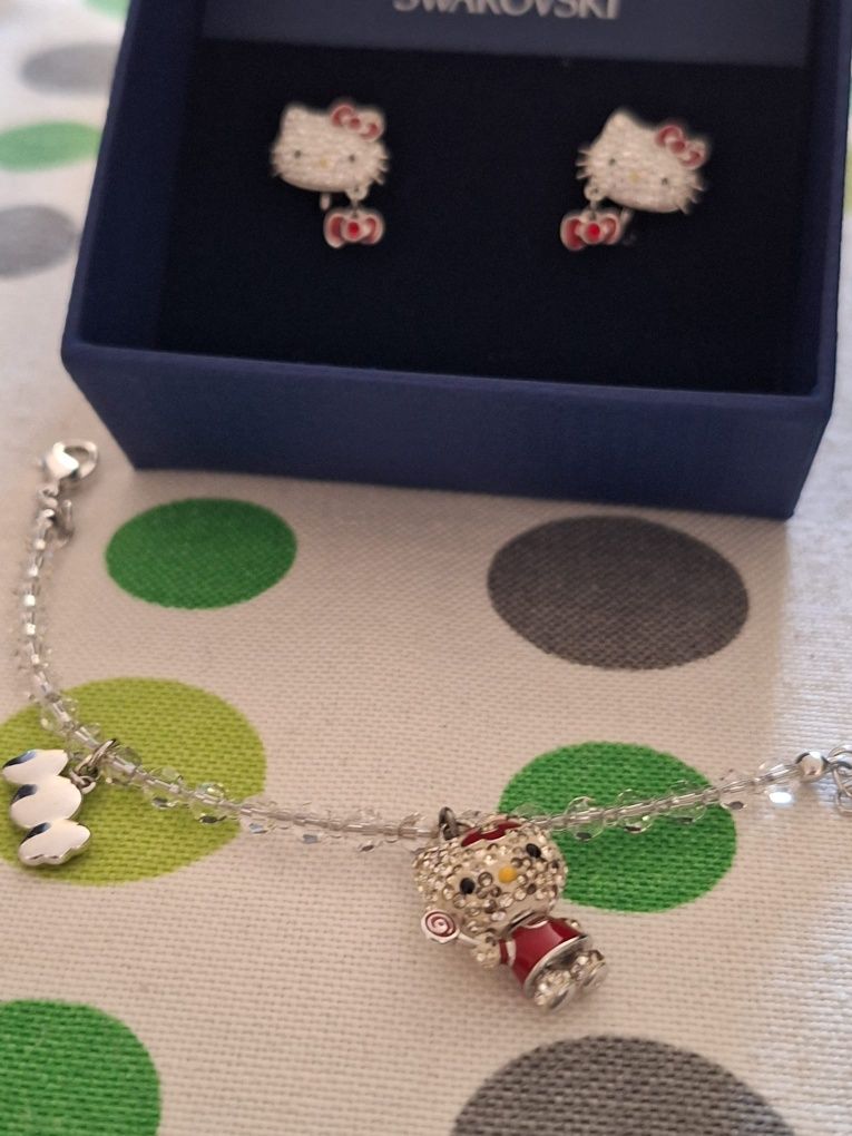 conjunto Hello Kitty cristais swarovski