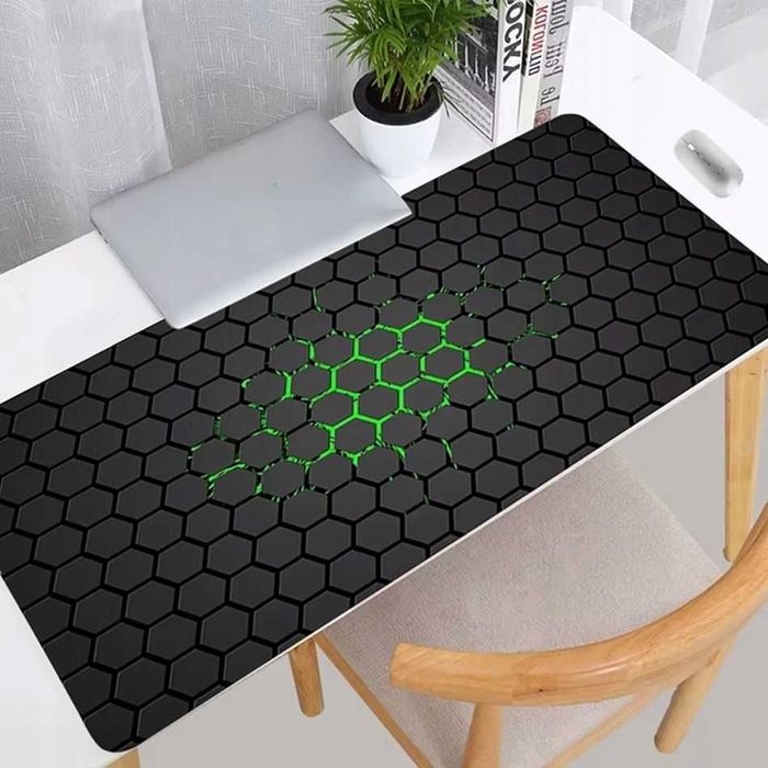 Podkładka pod mysz dla gracza 80x30 cm zielone sześciokąty FA197