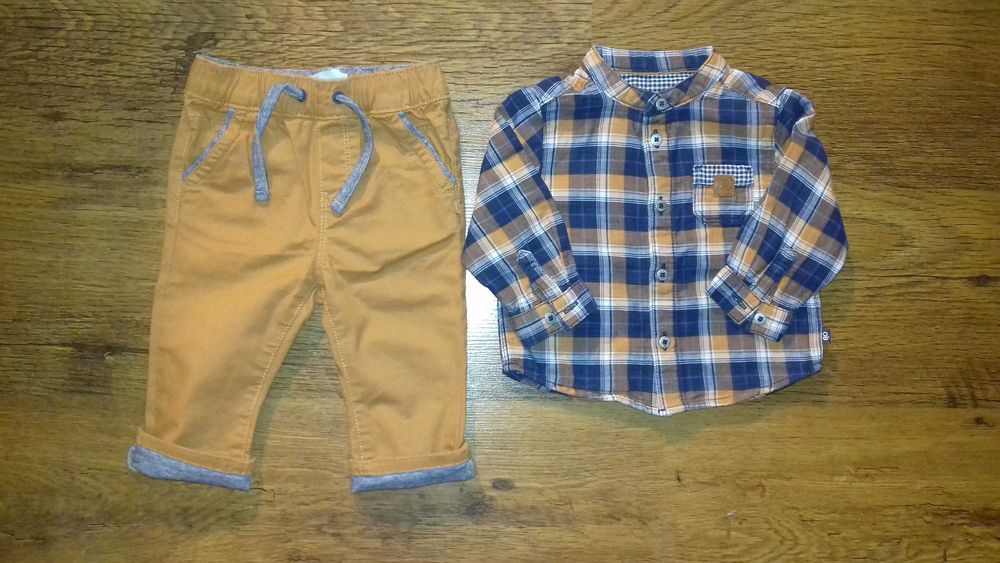 r. 68/74 Obabi elegancki komplet koszula + spodnie + NOWA bluzka