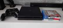 PS 4 Slim 500 GB 2 Pady + 4 gry (FC 24, GTA V, DC, Frantics)