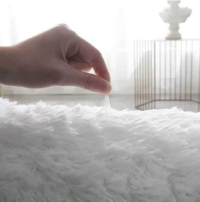 Dywan Shaggy miękki 170x120 cm biały długi włos puszysty