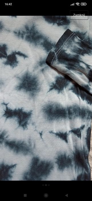 bluzka z długim rękawem obcisła z półgolfem ze stójką tie dye prążek