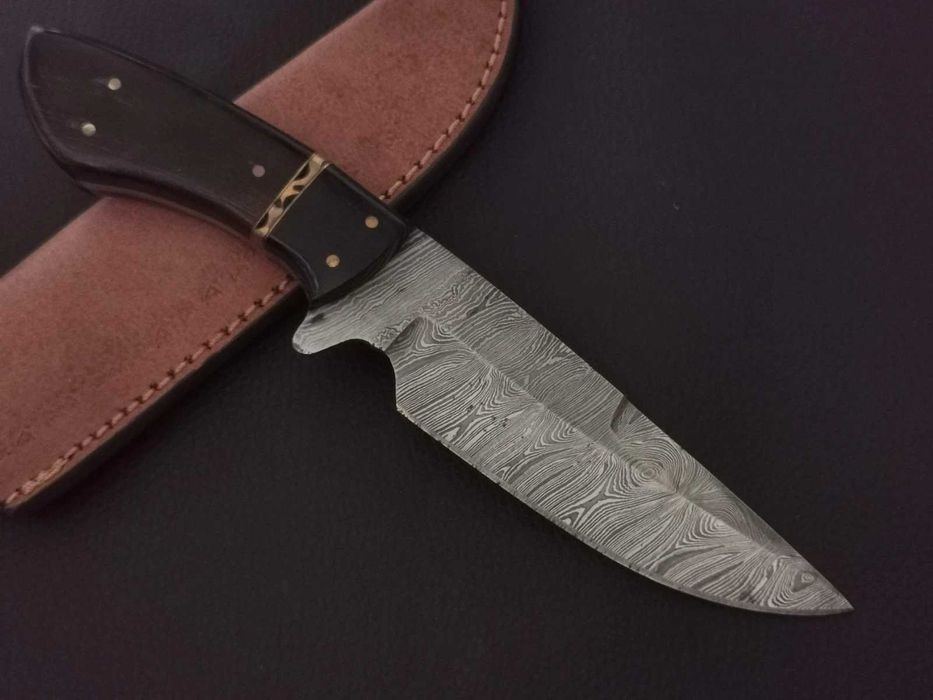 NÓŻ DAMAST myśliwski kuchenny stal damasceńska 23cm. ręcznie kuty