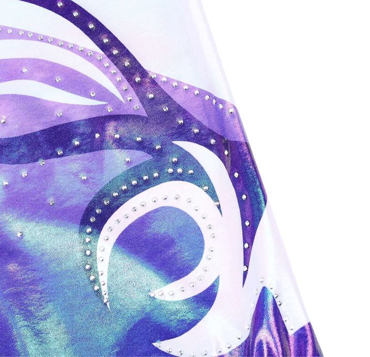 ZNYUNE strój gimnastyczny z cekinami 3/4 rękaw 9-10 lat