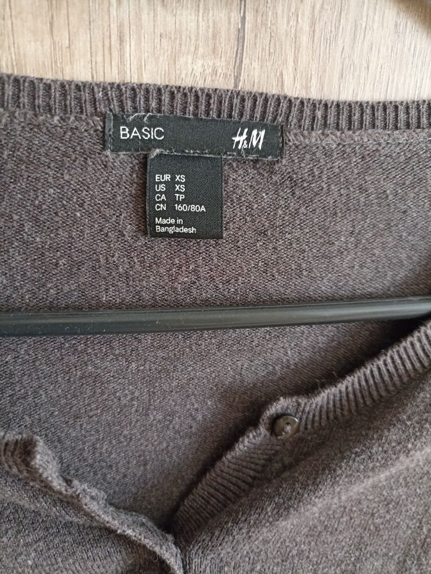 Sweter kardigan H&M brązowy XS