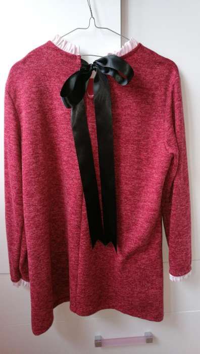 Bordowy sweter kokarda falbanki roz.38