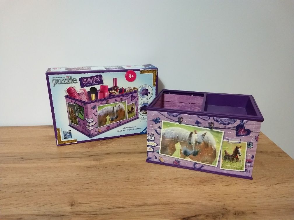 Ravensburger Puzzle 3D z motywem "konie" pudełko na kosmetyki