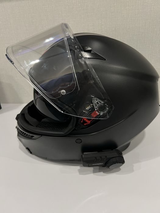 Мотошлем AGV K-3 MATT BLACK с гарнитурой FreedConn и пинлоком