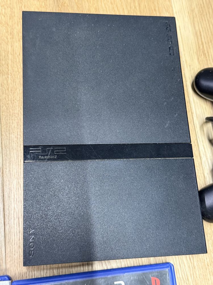 Playstation 2 com jogos, comando e cartao de memoria