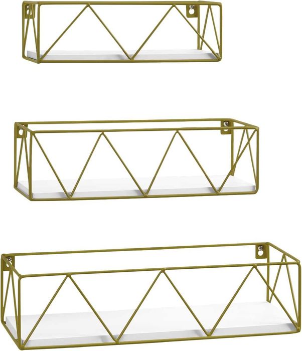 Nowa Półka ZESTAW 3 SZTUK 27 34 41cm Złoto + Biały / ścienne