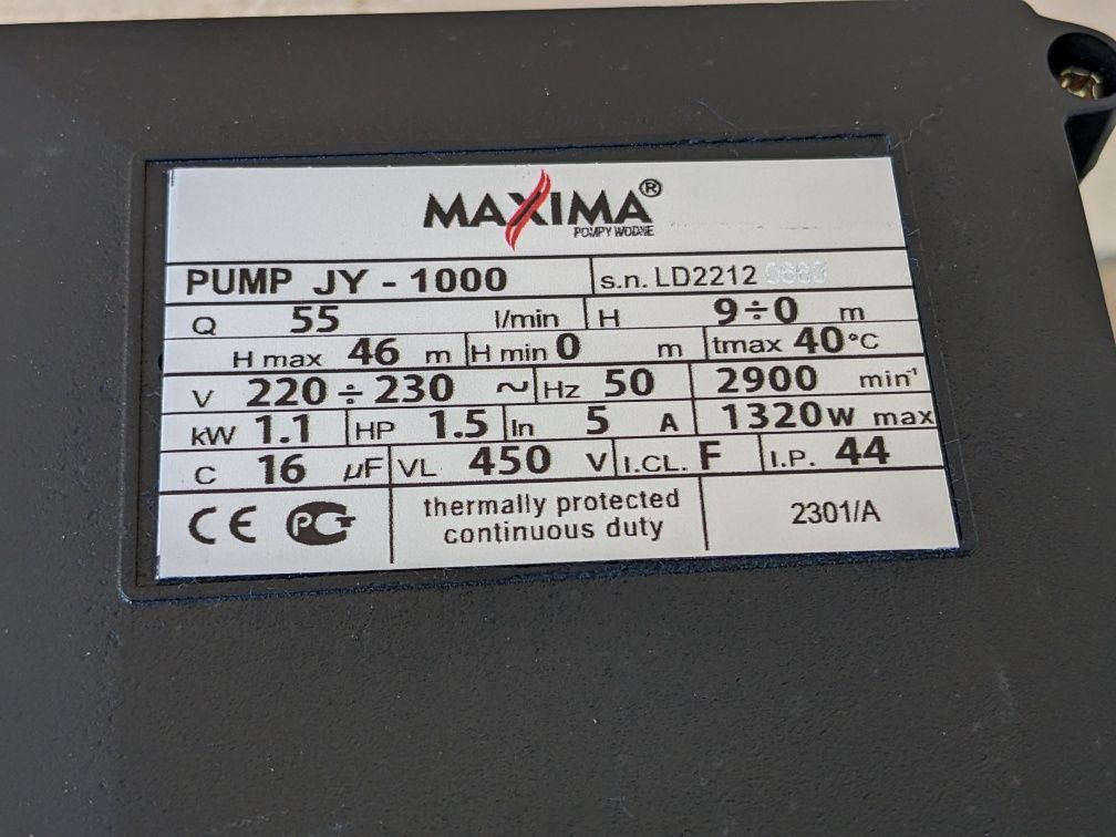 Pompa MAXIMA. Насос з нержавіючої сталі, для води, поливу
