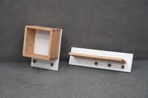 PÓŁKA drewniana sosnowa biała wieszak 28/60x19 cm BGM24.pl B 8238