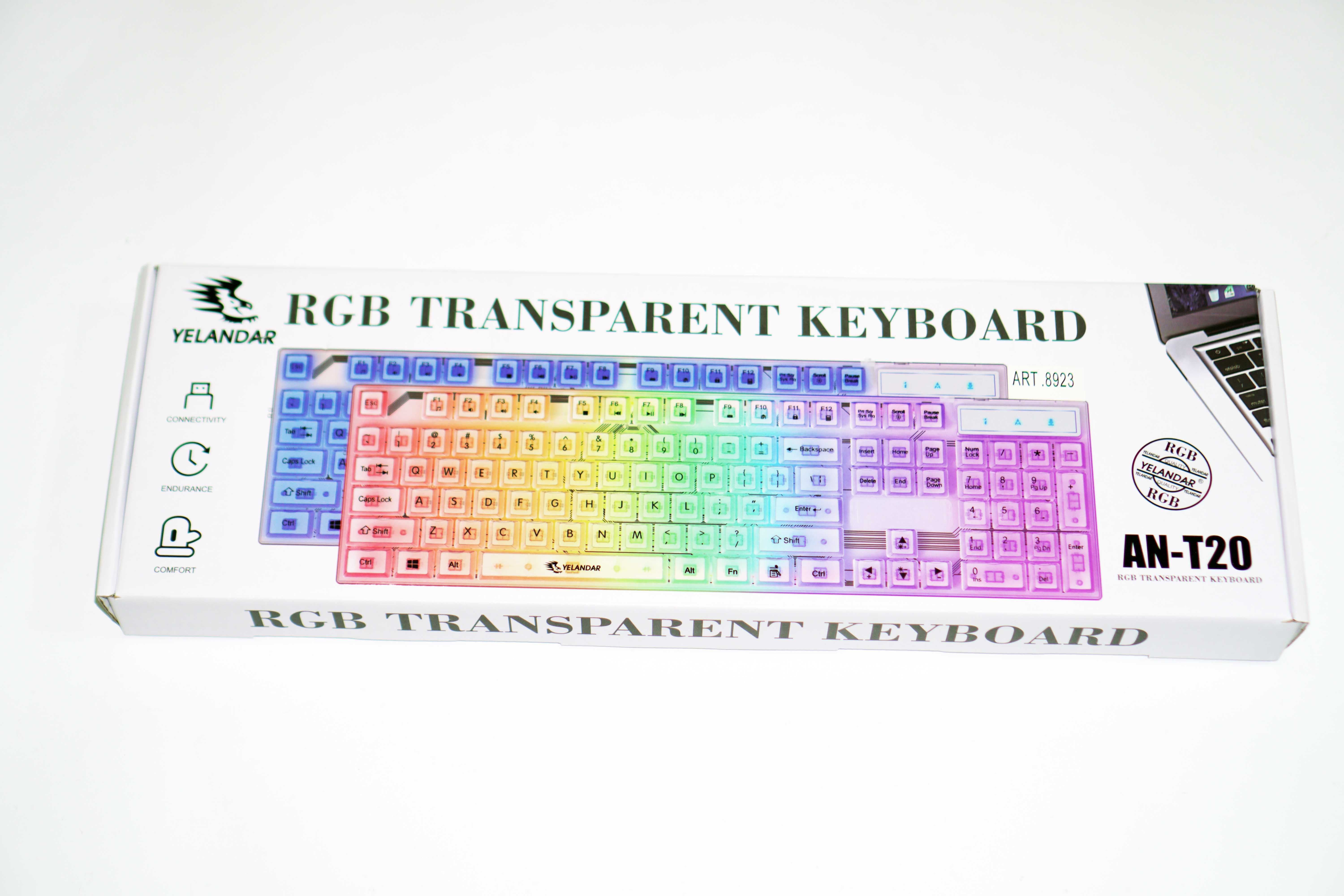 Игровая мембранная клавиатура с подсветкой RGB Белая Yelandar AN-T20
