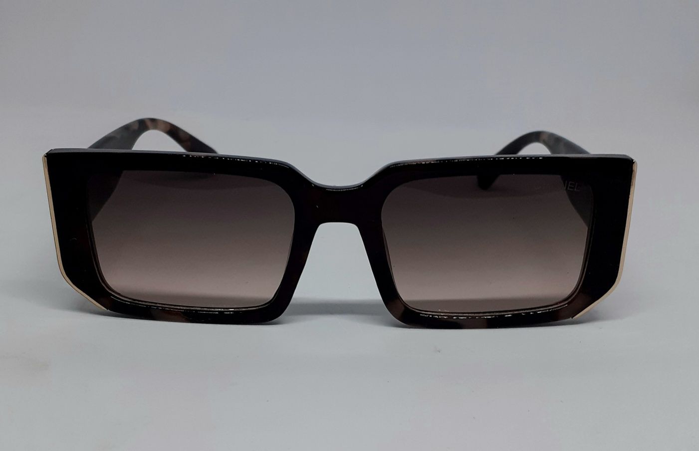 Брендовые женские очки прямоугольной формы коричневые градиент