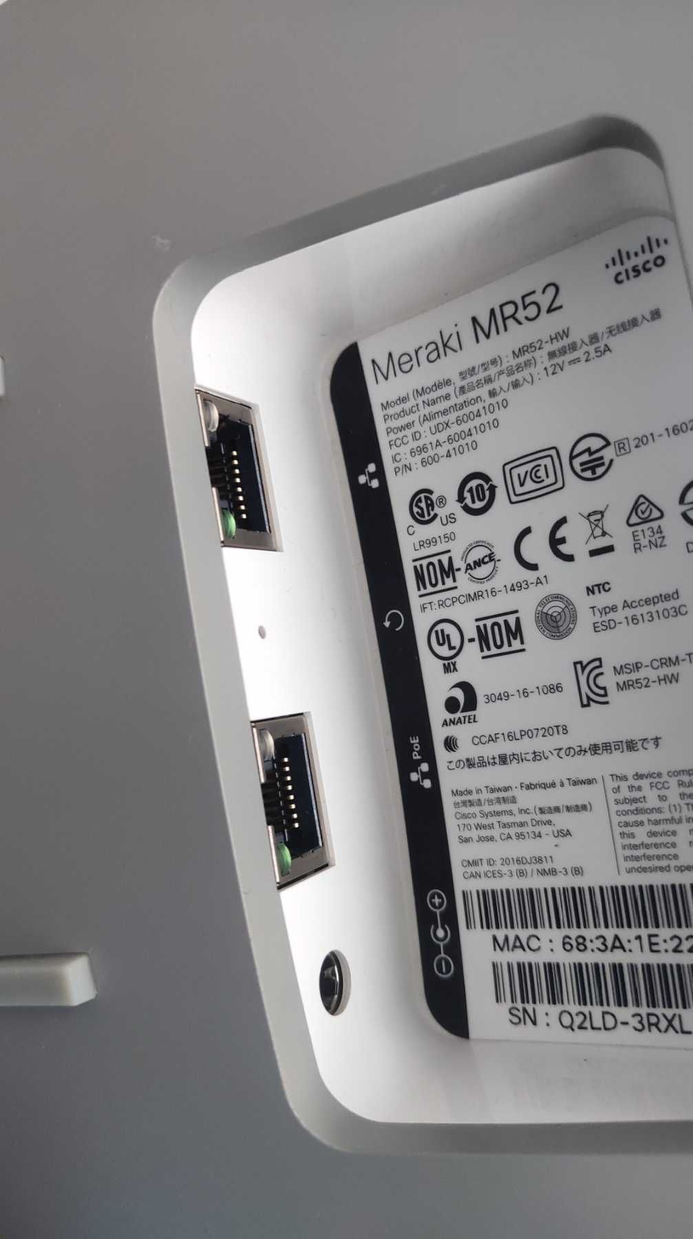 WiFi - Cisco Meraki MR52 - 2.4/5 GHz 4x4 2.5 Gbps 2xGb LAN/WAN OpenWRT