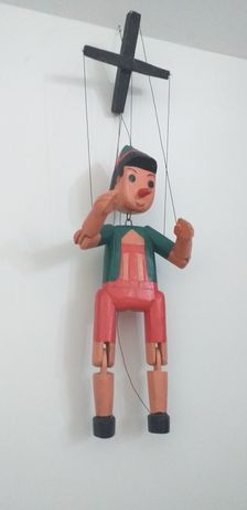 Stara kukiełka kolekcjonerski pinokio drewniana marionetka 50cm