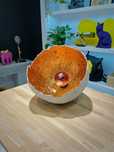Lampa z makulatury z odzysku / handmade / szary + miedź