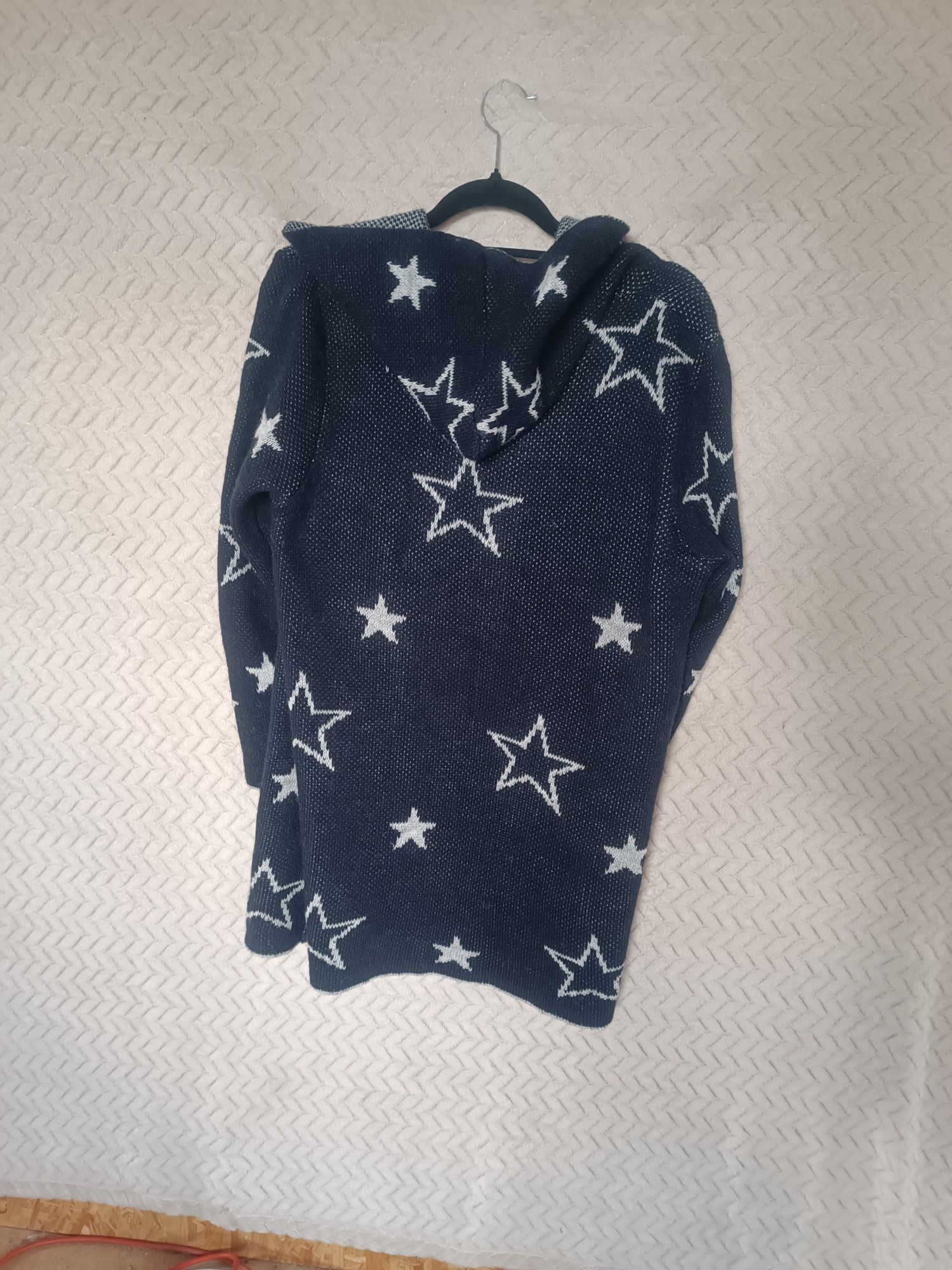 Lekki Sweter kardigan wełna narzutka L/XL w gwiazdki