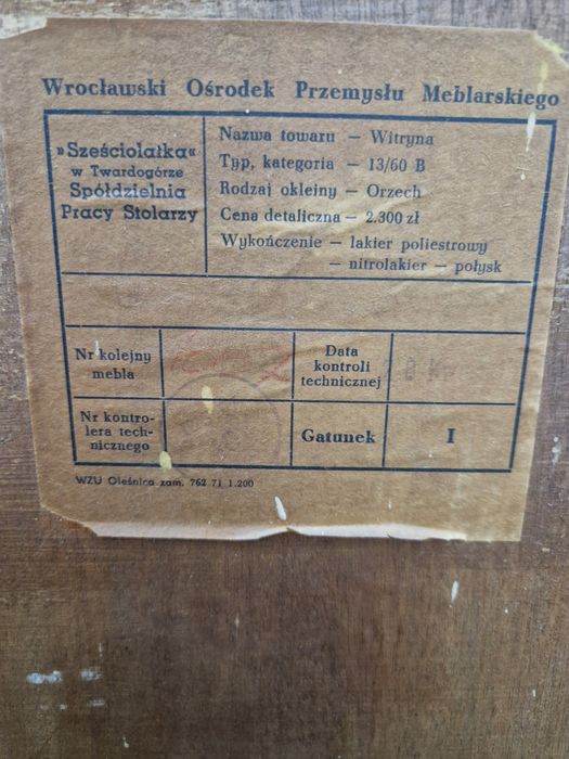 Witryna orzech lata 60
