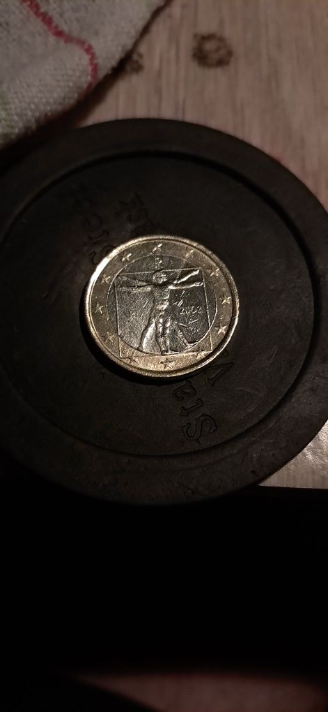 Moneta 1 euro Włochy 2002 Człowiek witruwiański - Leonardo da Vinci R