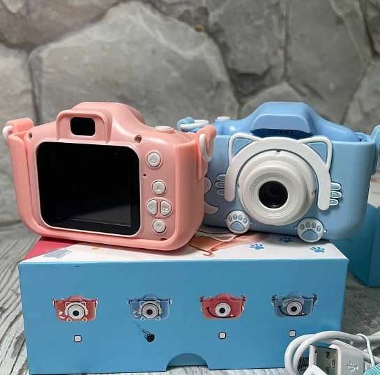 Дитячий фотоапарат з селфі камерою Котик, Рожевий та блакитний