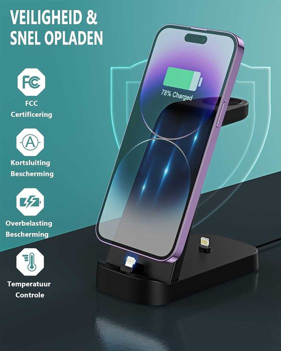 Szybka ładowarka do Apple Watch Charging Dock Ultra 8/7/6 Apetiy 3 w 1