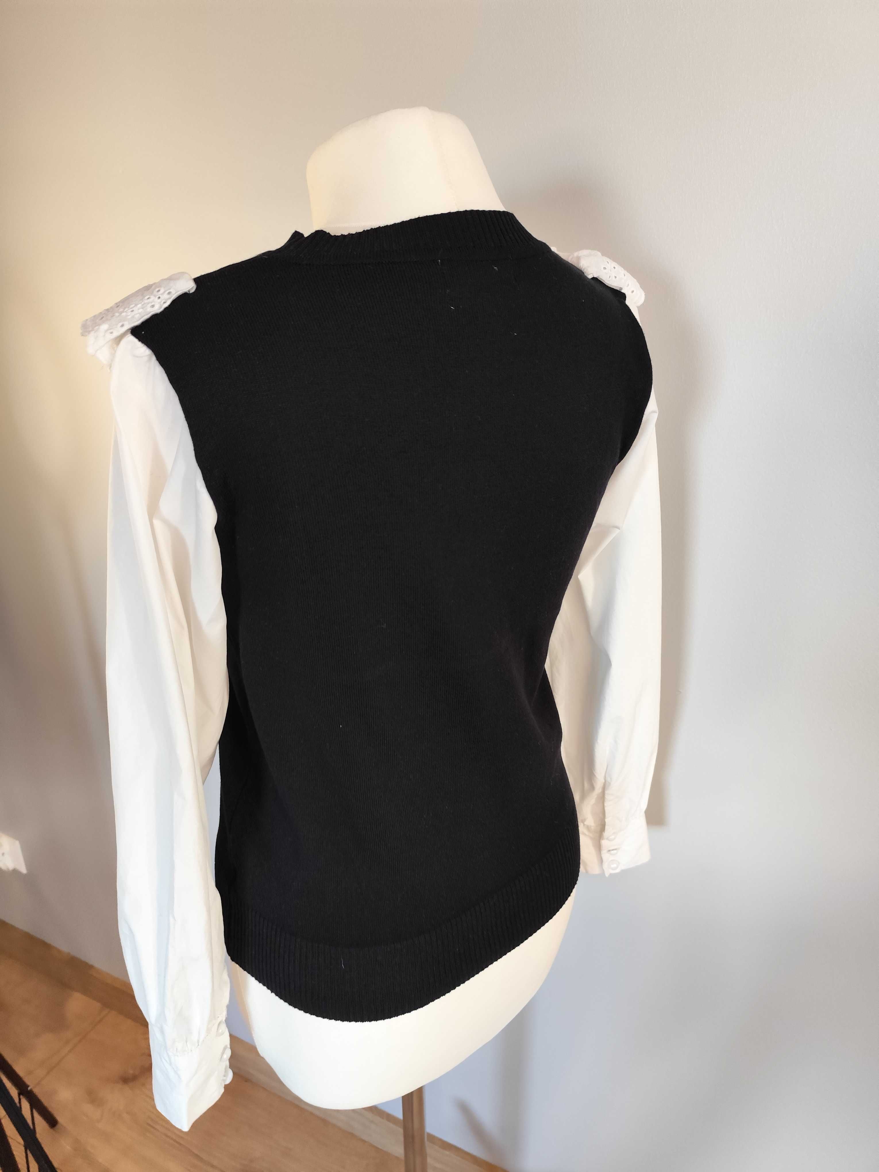Sweter alternative, rozmiar M, czarny sweterek z białą koszulą