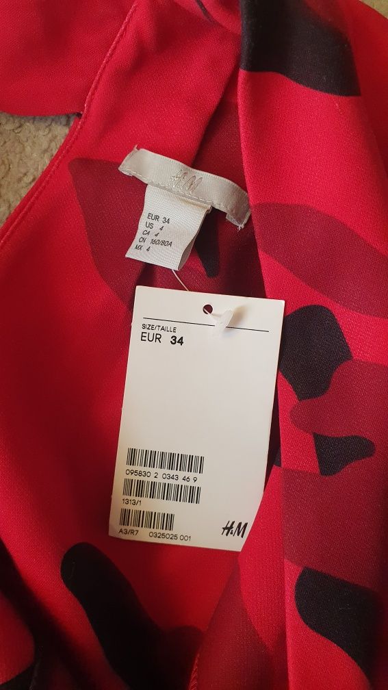 Czerwona moro sukienka H&M 34/36 nowa