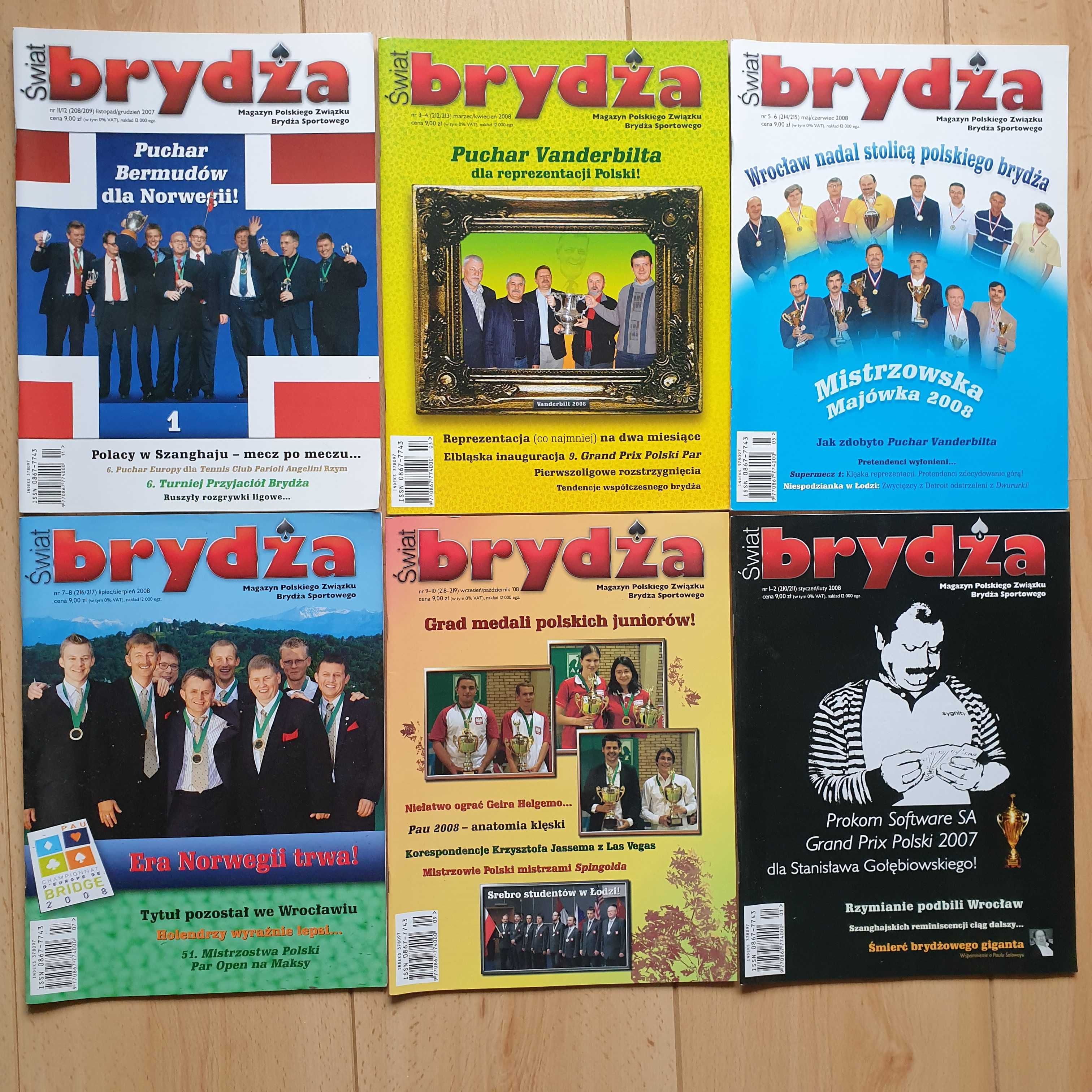 Czasopisma Świat Brydża, 6 archiwalnych numerów