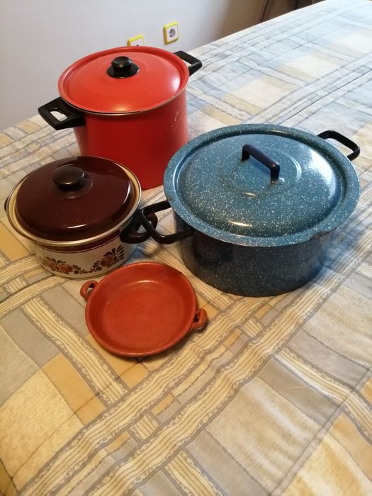Esmaltes para cozinha 4 peças (oferta de frigideira de barro)