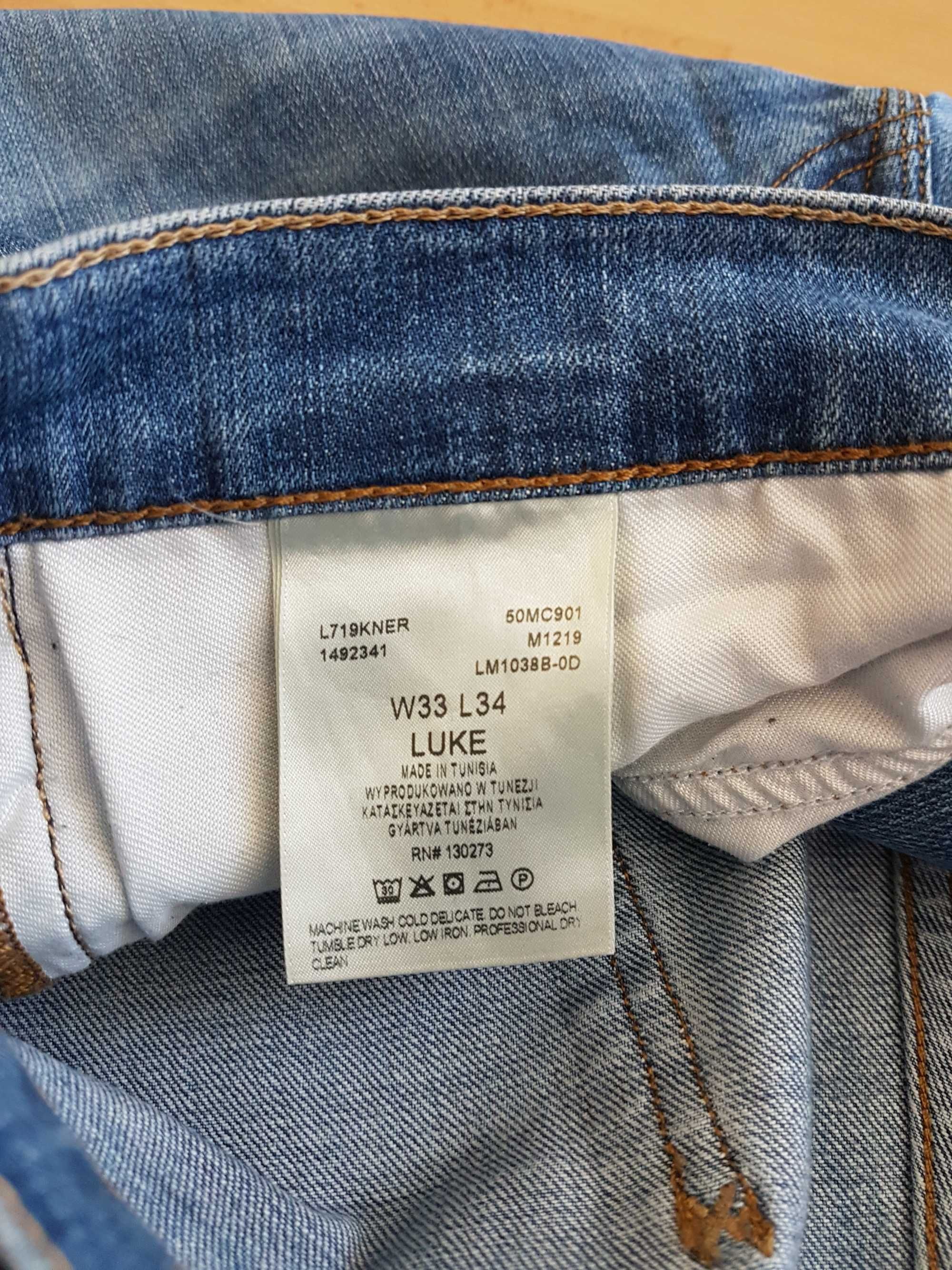 Lee LUKE W33 L34 jeansy spodnie jeansowe skinny slim rurki 33/34