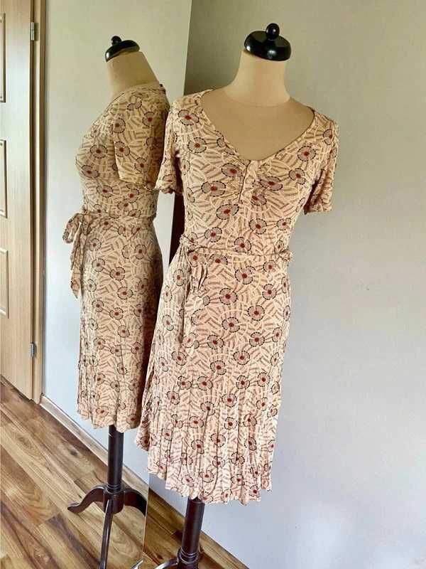 sukienka lindex wzory s m 36 38 modna wiosna pastele beż