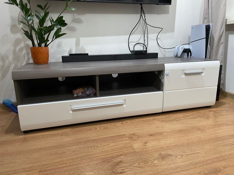 Witrynka + rtv BIAŁO SZARE