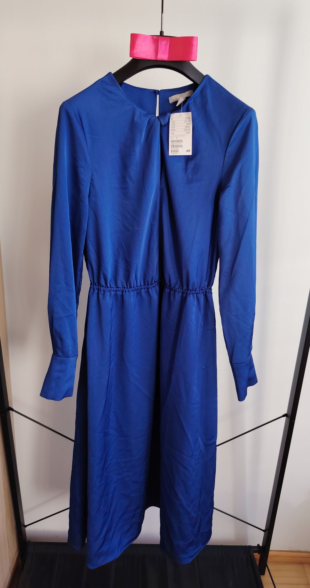 H&M nowa chabrowa zjawiskowa sukienka midi 36