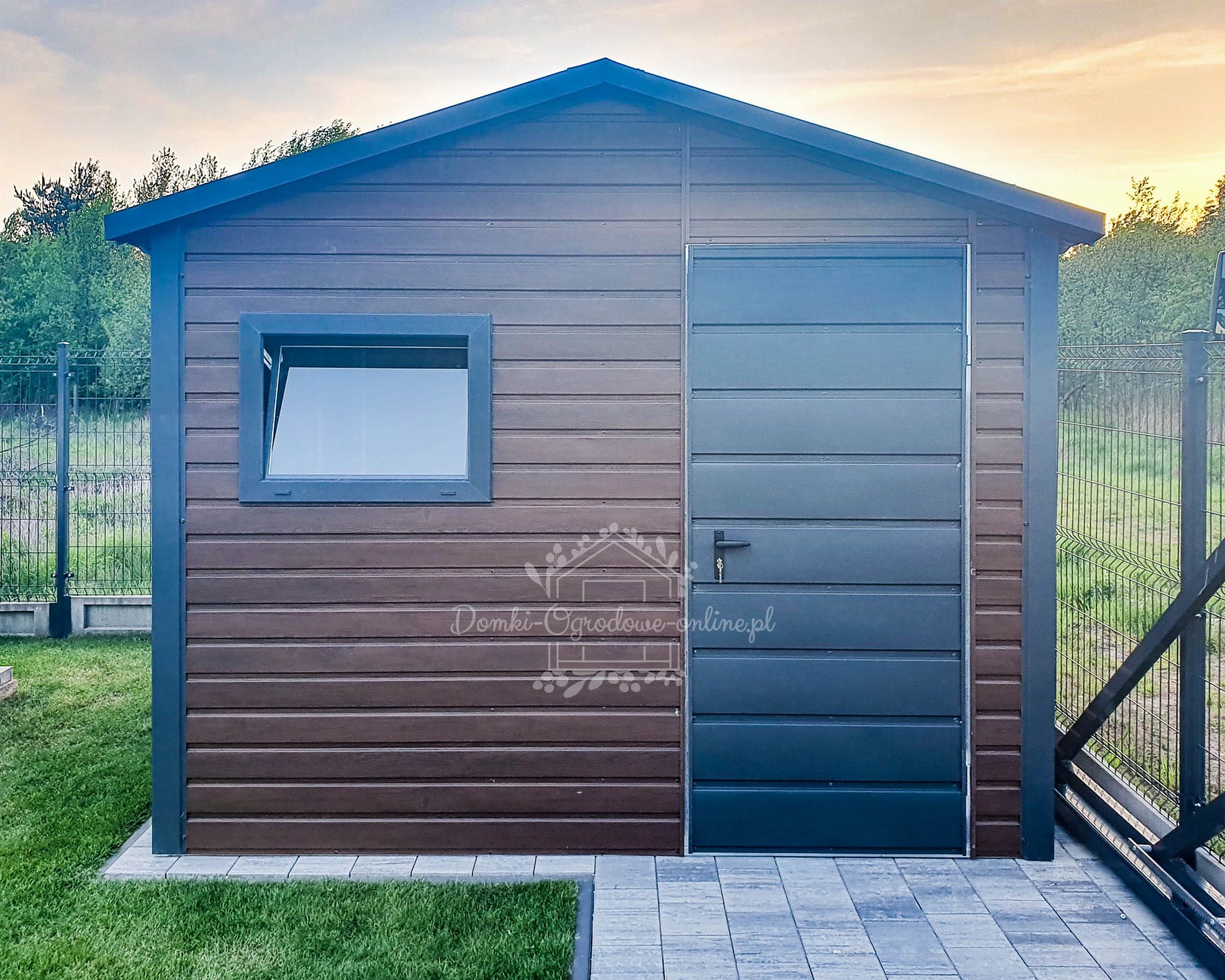 Schowek Domek Ogrodowy 3x3m Rynny Blachodachówka Dach Dwuspadowy ID648