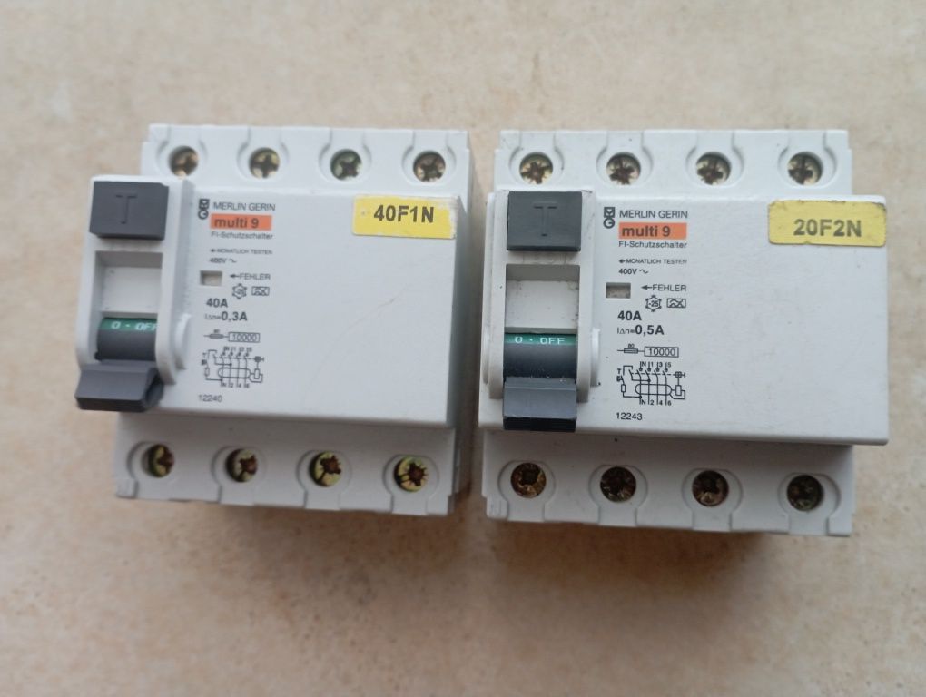 ABB, Hager, Eaton, Merlin - wyl. różnicowoprądowe 40A, 0,03/0,3