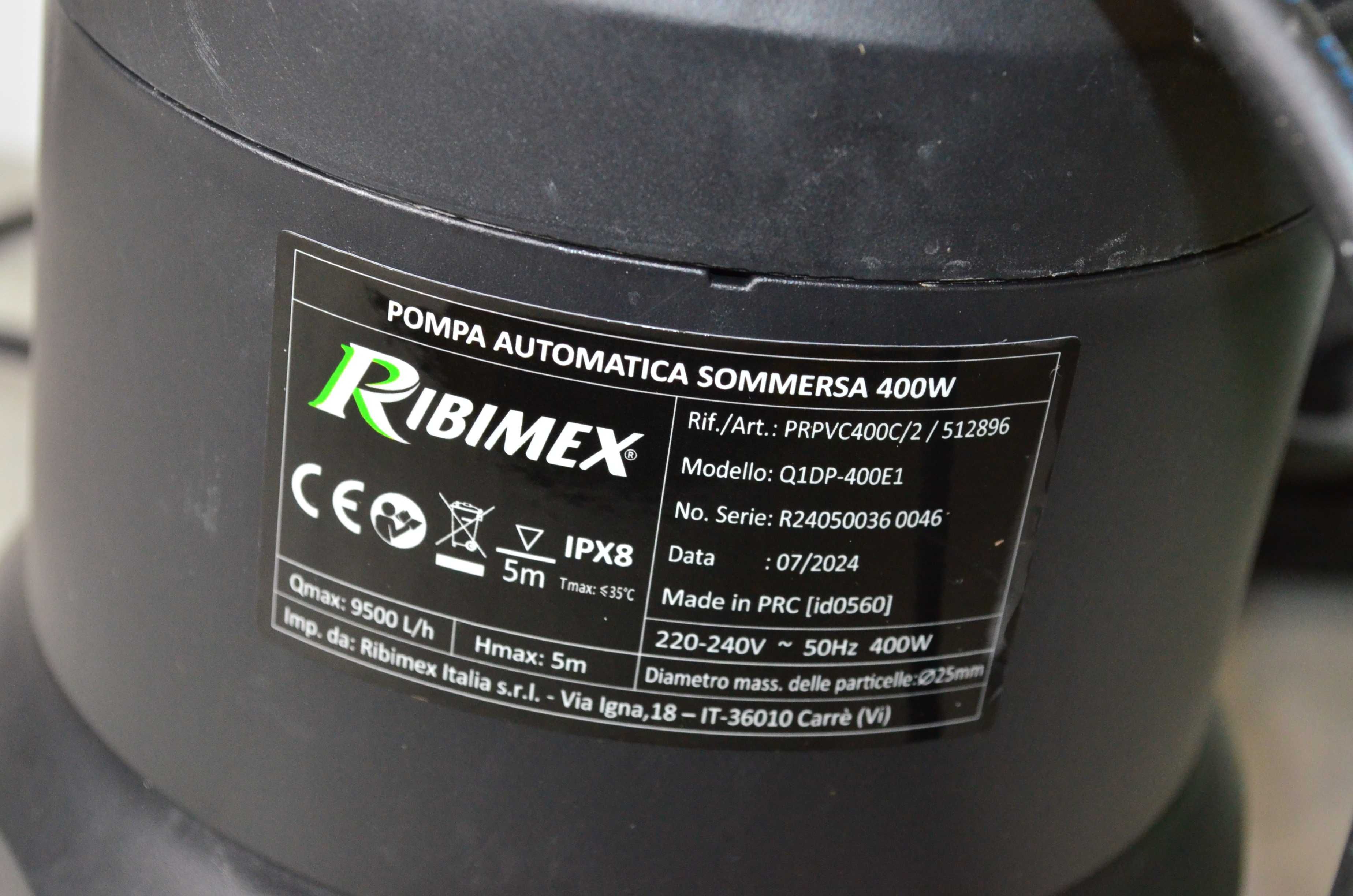 Pompa zatapialna do ścieków 400 W Ribimex PRPVC400C