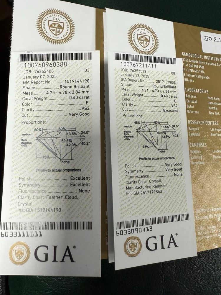 Сережки пусети з діамантами GIA 0.80 ct  Біле золото