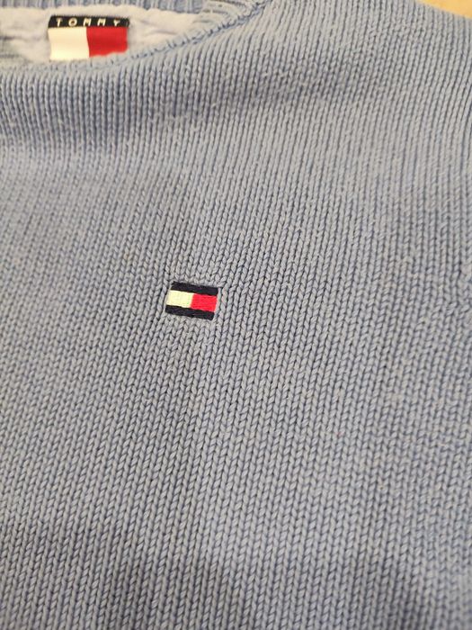 Sweter niebieski Tommy Hilfiger 116 bawełna