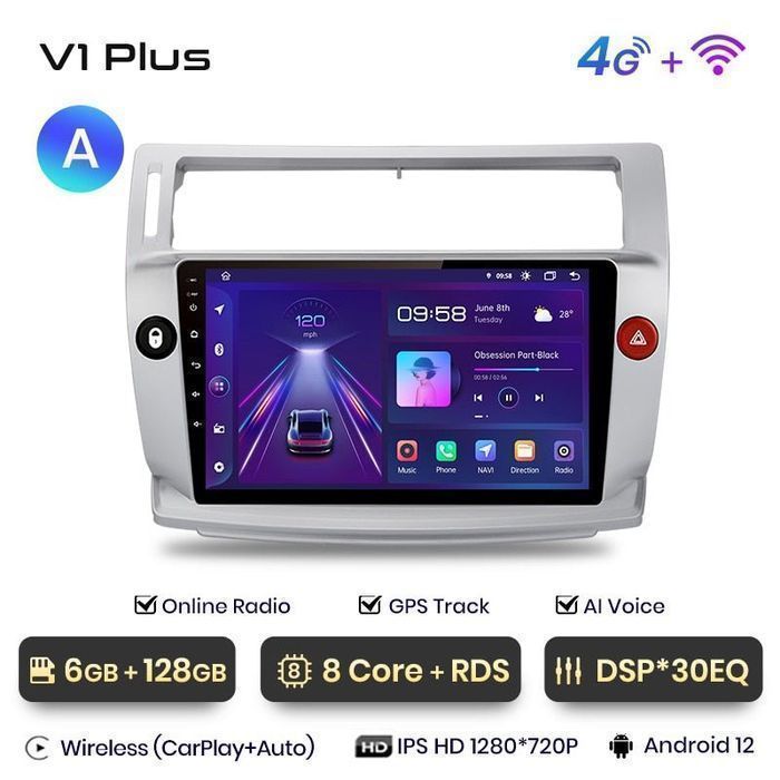 Radio nawigacja Citroen C4 2004 - 2009 Android  Carplay 6GB 128GB