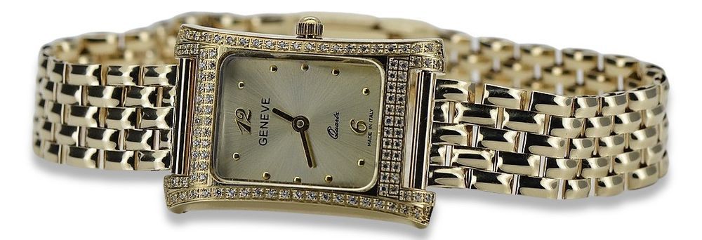 Złoty zegarek z bransoletą damską 14k włoski Geneve lw002ydg&lbw004y