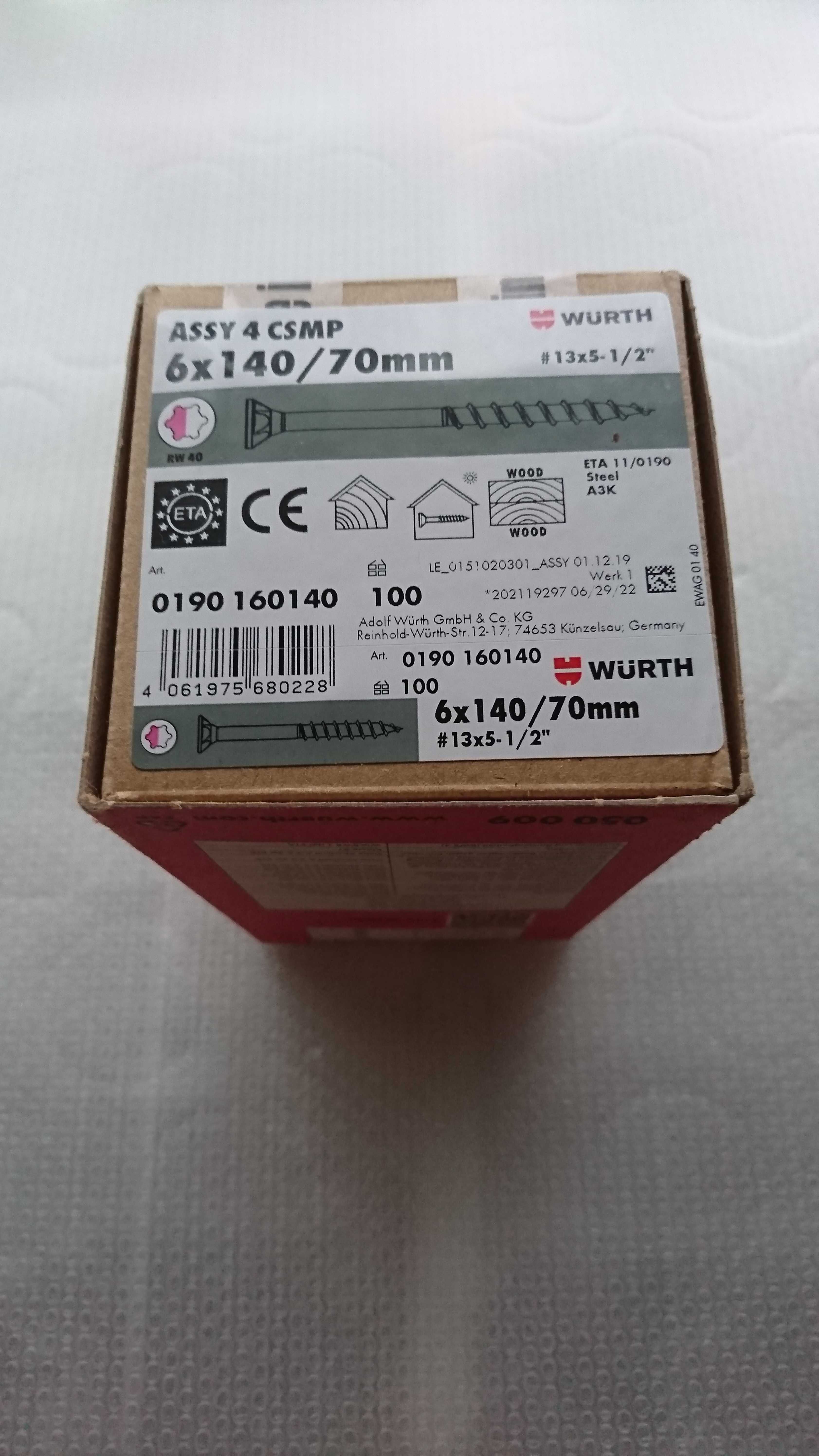 Wkręt Assy 4 CSMP 6x140/70mm RW40 x 100 szt (Wurth)