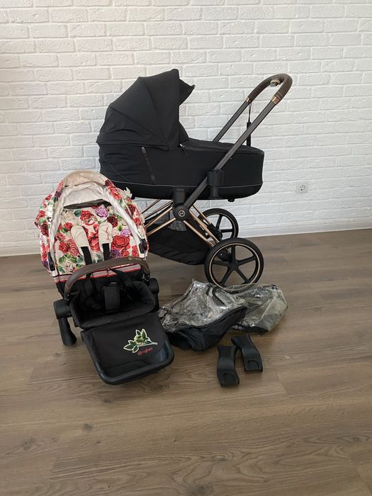 Коляска Cybex 2 в 1 Priam Lux Spring Blossom Light (шасі Rose Gold)