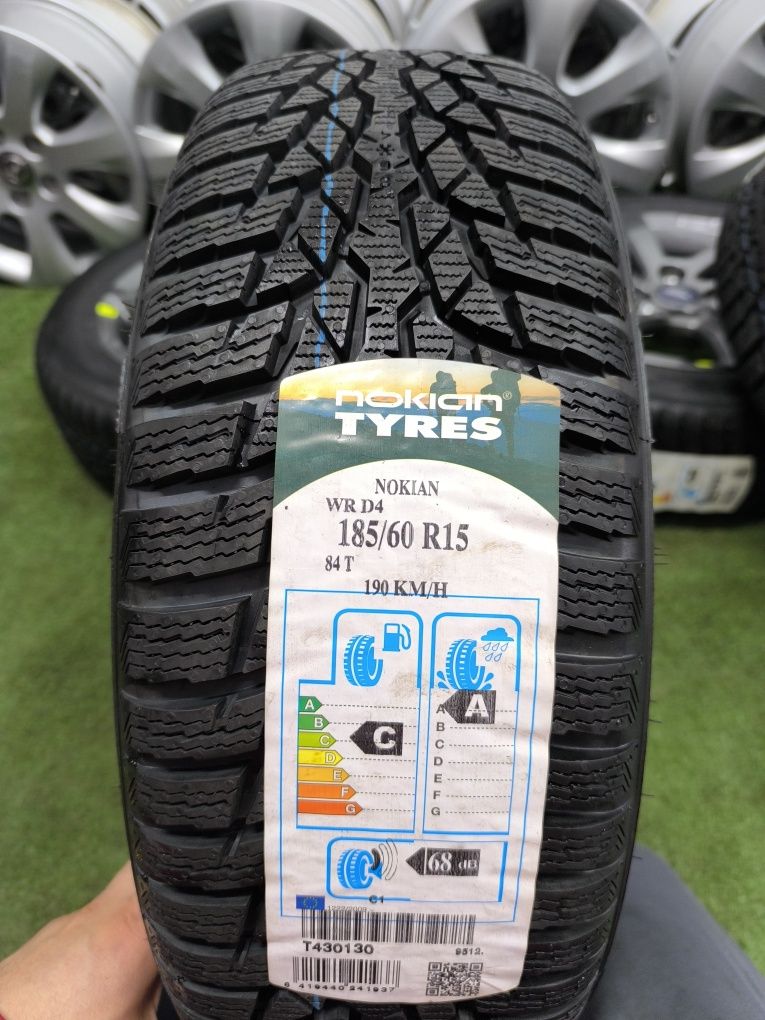 Nowe 4 x 185/60/15 Nokian WR D4 Opony Zimowe Wysyłka